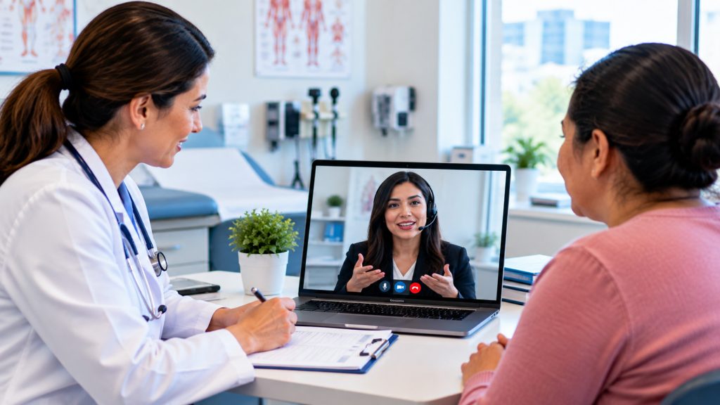 Telehealth Consultation with Video Interpreter